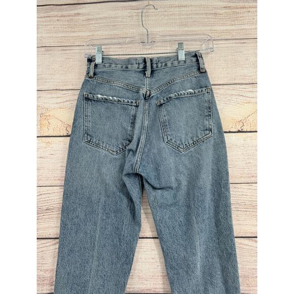 Agolde Riley High Rise Straight Crop Distressed Jeans Womens 23 Blue Light Wash - Picture 4 of 12